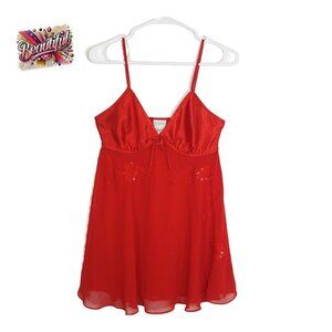 Secret Treasures Women’s Red Nightgown S Sheer Lace Embroidered Sexy Sleepwear❤️